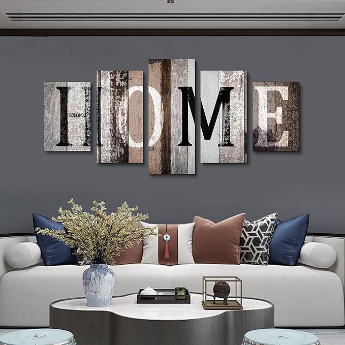 LUDUHU Love Sanctuary Canvas Print Wall Art - 5 Pieces Sweet Home Sign Wall Art,white Home Sweet Heart Painting,modern Family Wall Decor (G,Oversize 80x40inch)