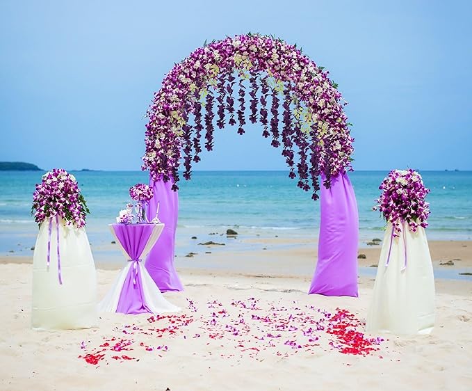 3.6ft 12PCS Artificial Wisteria Hanging Flowers Faux Wisteria Flower Vines Garland Silk Flowers Garland Fake Hanging Flowers String for Wedding, Garden, Wall Decoration (Dark Purple)