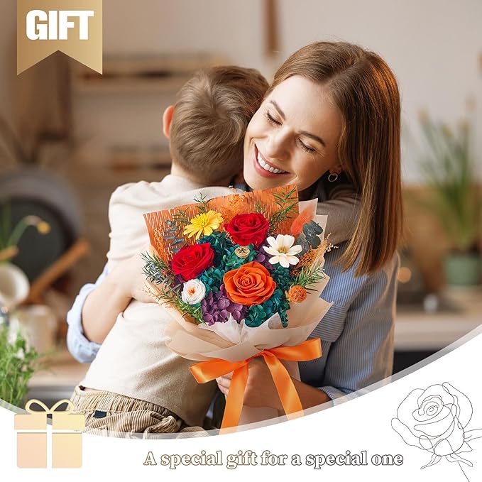 Flowers for Delivery Prime Forever Flowers Preserved Roses Bouquets Purple Flower Birthday Gifts for Women Valentine's Day Mothers Day Graduation