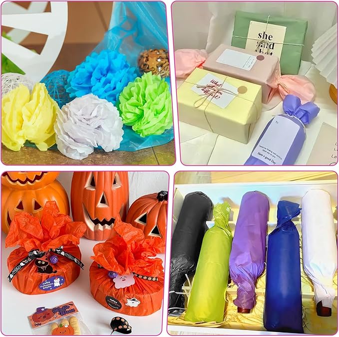 800 Sheets Tissue Paper, 20 Colors 10" X 14" Tissue Papers for Gift Bags Birthday Party Flower Decoration, Colored Tissue Paper Bulk for Packaging