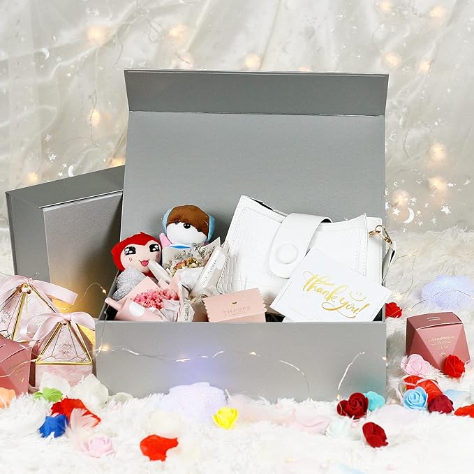 Luxury Large Gift Box 13.8"x9"x4.3" Storage Box Ribbon Magnetic Closure for Luxury Packaging Box for Mother's Day, Birthdays, Bridal Gifts,Weddings