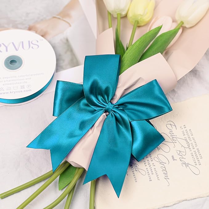 Premium Double Faced Satin Polyester Ribbon, 2 Inch X 50 Yards, Turquoise Blue, Perfect for Gift Wrapping, Crafts, Wedding Decor, Special Occasions