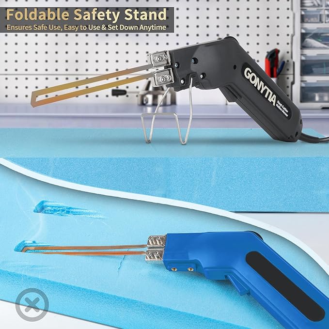 Hot Knife Foam Cutter, Innovative Pro Styrofoam Cutting Tool Kit with Foldable Safety Stand, Electric 200W Hot Knife with 4 Blades for PP, EPS, XPS, EVA, EPE, PU, KT Board, Sponge (KD-5)