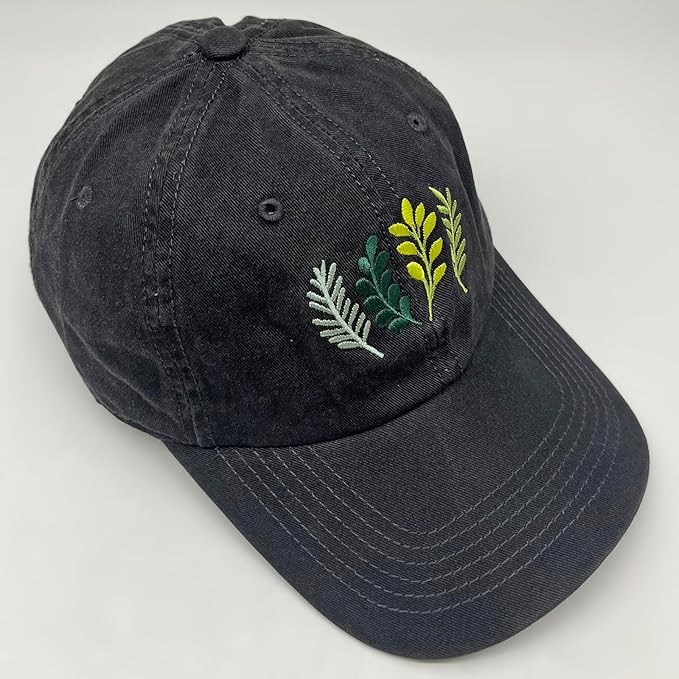 Cute Flower Hat, Elegant Floral Embroidered Adjustable Baseball Cap for Men Women, Gifts for Flower Lovers, Black