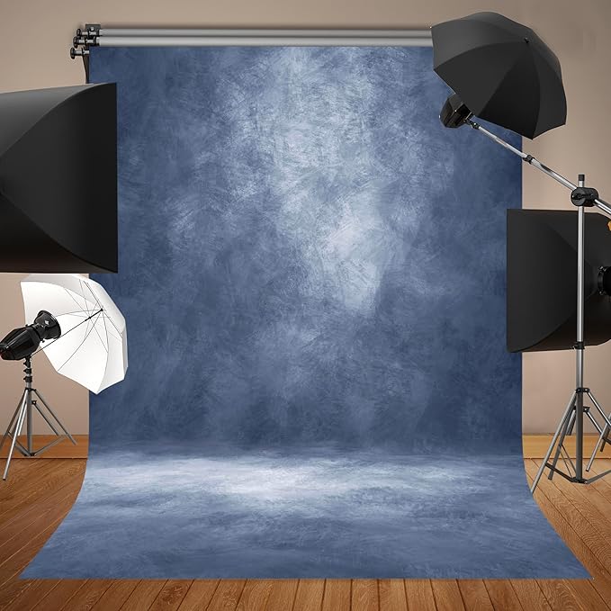 Abstract Professional Photography Backdrop for Portrait Photo Props Booth Background Photoshoot Studio with Polyester Fabric Roller Pocket on Top (8x12ft,Blue,No Stand)