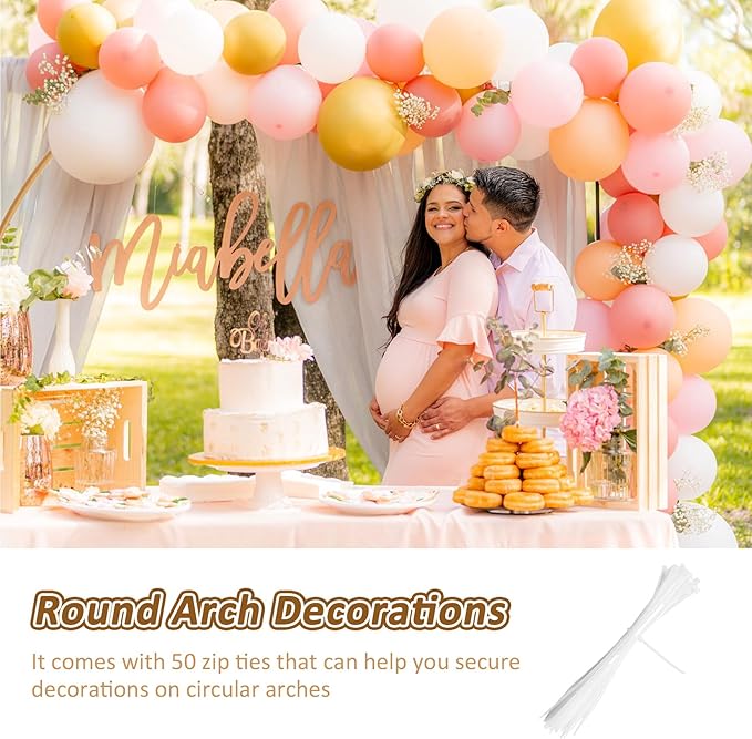 Round Balloon Arch Kit, 6.8ft (2.1m) Large Size Metal Golden Circle Balloon Arch Upgrade Round Backdrop Stand for Baby Shower Wedding Birthday Party Photo Background Decoration