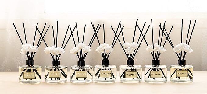 CULTURE & NATURE Reed Diffuser Set 6.7oz (200ml) Black Rose Scented Diffuser with Sticks Home Fragrance Reed Diffuser for Bathroom Shelf Decor