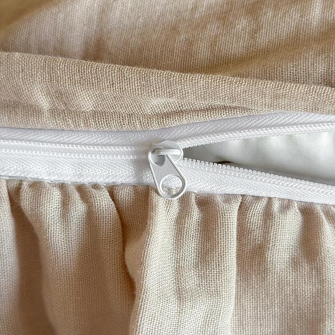 VM VOUGEMARKET Girls Ruffle Duvet Cover Set Twin Breathable Muslin Cotton Flower Duvet Cover Soft Linen Like Gauze Bedding Set-68x86 Inch