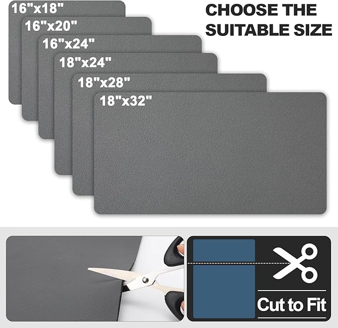 Dish Drying Mat for Kitchen Counter | Coffee Bar Mat for Countertops | Heat Resistant Drainer Mat with Non-slip Rubber Backed | Hide Stain Kitchen Absorbent Draining Mat | Dark Grey 16"x20"