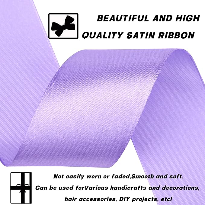 1-1/2 Inch 30 Yards Light Purple Solid Satin Ribbon for Gift Wrapping,Craft Floral Bouquets,Wedding Party,Timeless Flower,Decoration Floral Hair,Balloons