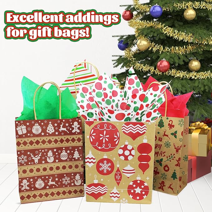 160 Sheets Christmas Tissue Paper for Gift Wrapping, Art & Craft - Assortment Holiday Tissue Paper, 20 x 20 inches