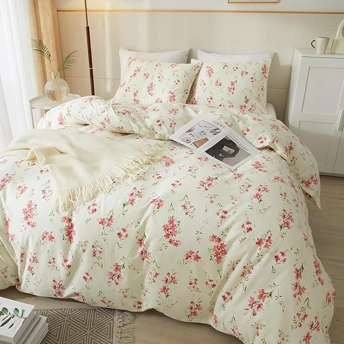 HighBuy Aesthetic Floral King Size Comforter Set Cooling and Warm Breathable Quilted Style Bedding Sets King Comforter Set 1 Lightweight Comforter (104"x90") and 2 Pillowcases (20"x36")