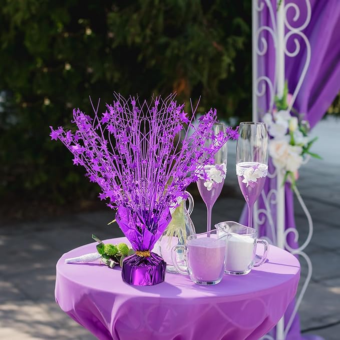 Crowye 3 Pieces Metallic Foil Spray Centerpiece Christmas Party Star Table Decoration Burst Centerpieces Fall Table Decor for Birthday New Year 2026 Party Holiday(Purple)