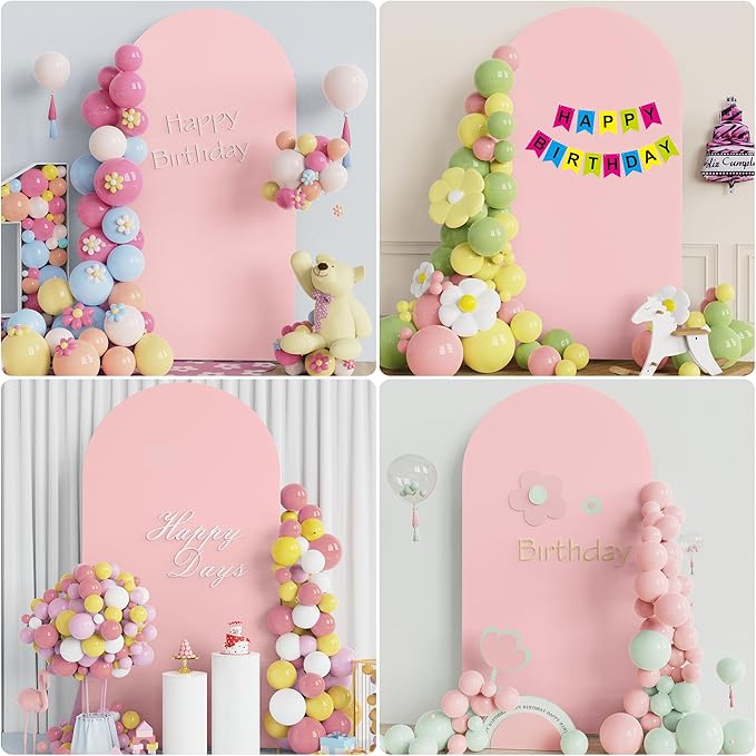Wokceer 7.2FT Wedding Arch Cover Spandex Fitted Wedding Arch Stand Covers Round Top Blushing Pink Chiara Arch Cover for Birthday Party Ceremony Banquet Decoration
