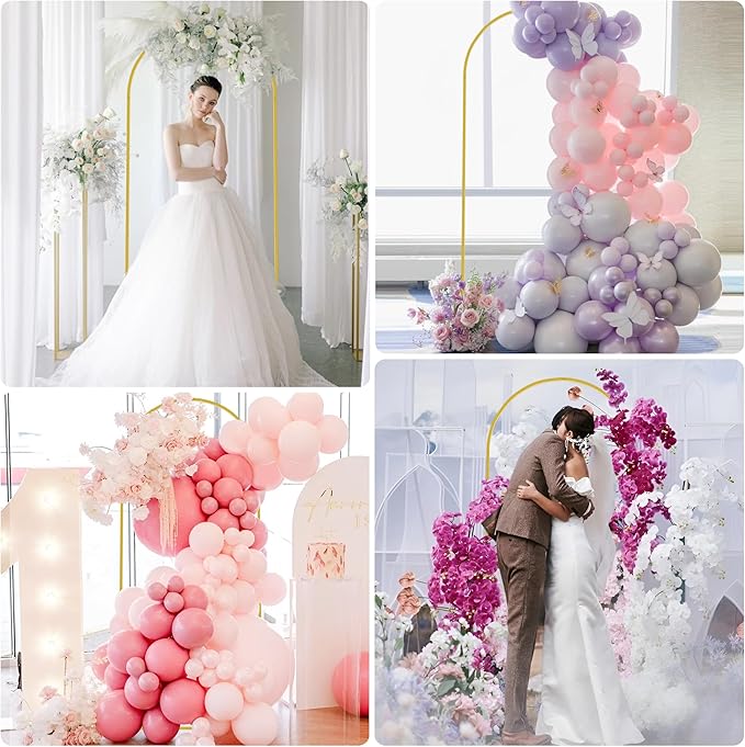 Asee'm 6FT Metal Arch Backdrop Stand Gold Arched Backdrop Frame for Wedding Party Ceremony Birthday Bridal Baby Shower Garden Floral Balloon Arch Decoration