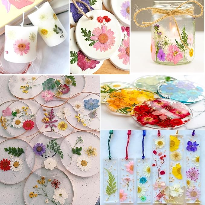 285Pcs 9 Packs Mixed Types Real Natural Dried Pressed Flowers & Leaves for Resin Molds, DIY Crafts, Jewelry Making + 100Pcs Butterfly Stickers + Tweezers