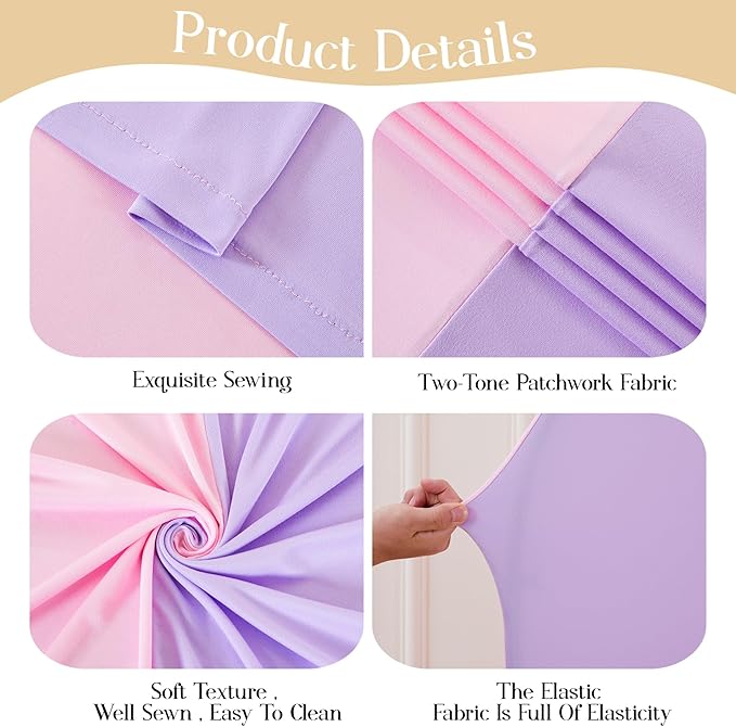 Pink Purple Arch Backdrop Cover Set of 2 Spandex Arch Covers 7.2 and 6ft Wedding Birthday Party Arch Covers Stretchy Backdrop Bridal Baby Shower Pink Lavender Arch Stand Cover