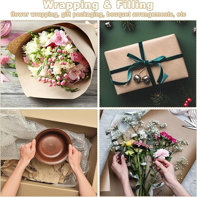 PATIKIL Wrapping Paper, 15"x800"(66') Bulletin Board Paper Roll Kraft Paper Roll Construction 80GSM for Shipping Packing Gift Wrapping Craft Flower Bouquet Christmas, White