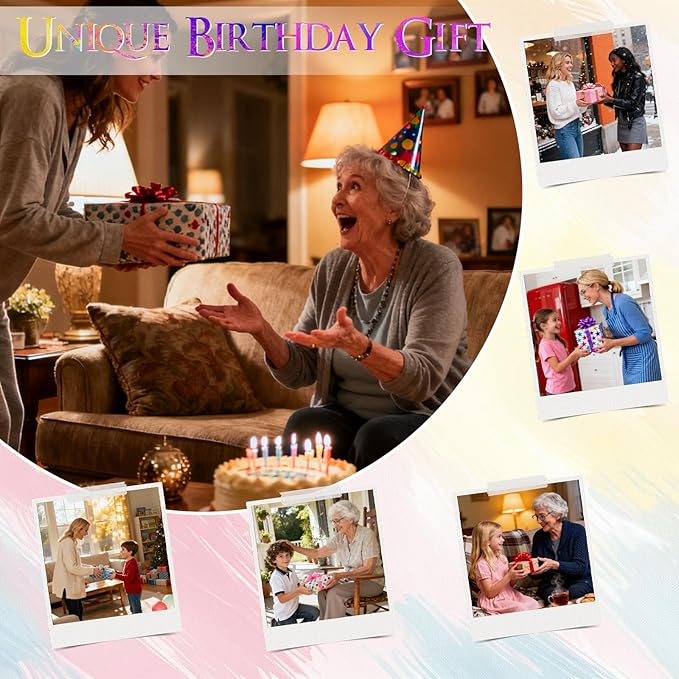DIY Birthday Gifts for Grandma and Mom Flower Bouquet Handprint Craft Kit, Unique Gifts for Grandma Mom Mimi Nana, Thanksgiving 12" x 16", 2 Art Papers, Wood Frame