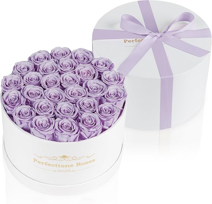 Perfectione Roses 27 Roses in a Box, Mothers Day Rose, Preserved Flowers for Her, Flowers for Delivery Birthday Gifts for Women (Lavender)