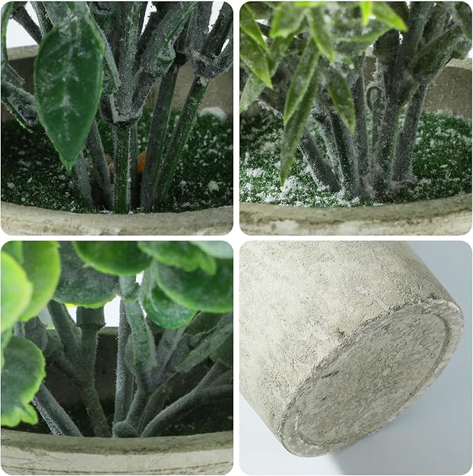 3 Pack Life-Like Potted Fake Plant, Artificial Plants Indoor, Artificial Frost-Hung Green Plants,Eco-Friendly Gray Pot, No Need for Maintenanceļ¼Ideal Decor for Home and Office