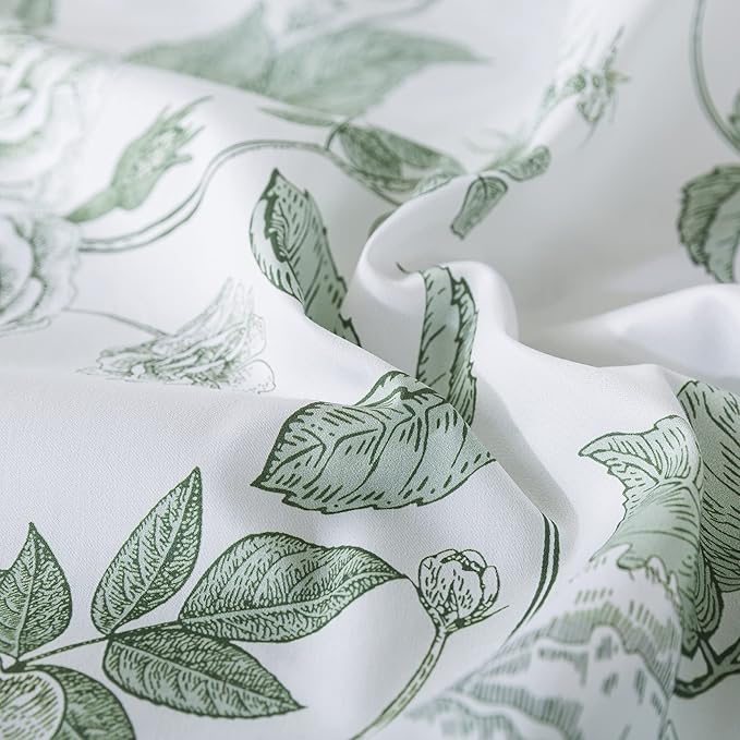 FADFAY Sheets Set Twin Vintage White and Green Floral Bedding Elegant Peony Sheets Set Shabby Rose Farmhouse Bedding 100% Egyptian Cotton 800 Thread Count Deep Pocket Fitted Sheet 4Pcs, Twin Size