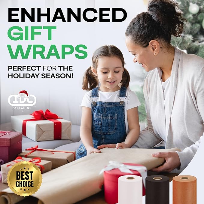 White Kraft Paper Roll 36" x 2160" (180 feet) - USA-Made Quality White Paper 50lb Thickness for Packing, Moving, Shipping & Crafts/Arts - 100% Recyclable Natural Wrap Material by IDL Packaging