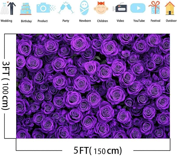 10x8ft Purple Flower Floral Backdrop Background Photography Flower Wall Lavender Backdrop for Party Wedding Girls Birthday Princess Mother's Day Bridal Shower Anniversary Banner Decor Studio Photo