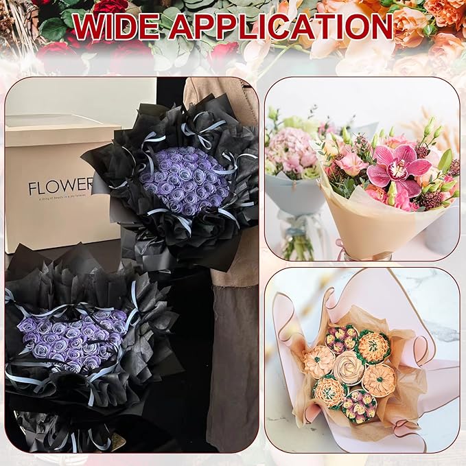 PATIKIL Flower Wrapping Paper 29.5 Ft x 22.8 Inch, Cotton Wrapping Flower Paper Tissue Paper for Flower Bouquet Gift Wrapping Valentine's Day Graduation Gift Floral Wrap, Cream Peach
