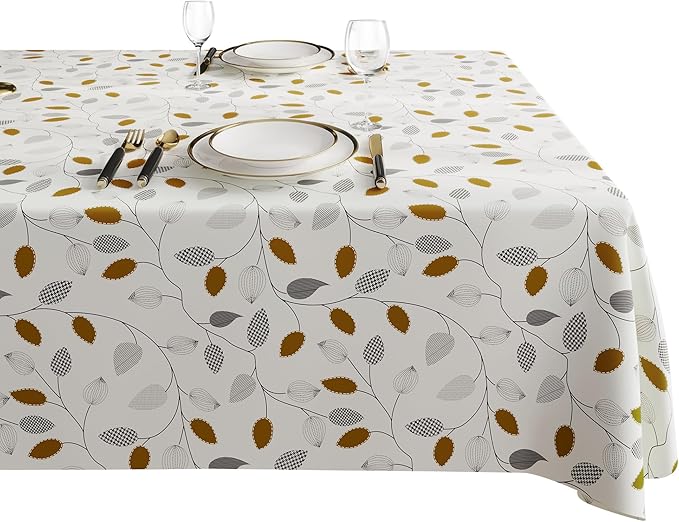 Rectangle Table Cloth,100% Waterproof Tablecloth Oil Proof Spill Proof Vinyl Table Cloth, Wipe Clean Plastic Table Cover for Dining, Camping, Indoor and Outdoor 54" x 84",Leaf