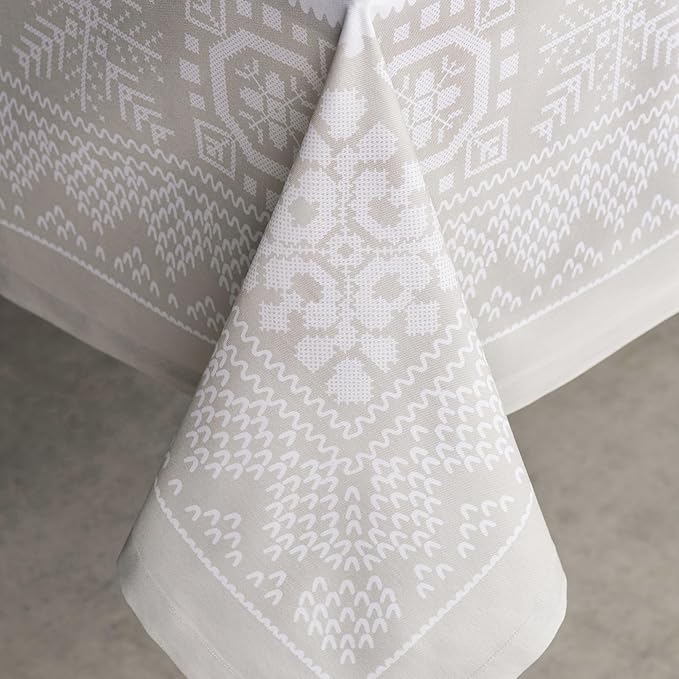 Maison d' Hermine Table Cloth Square Table 100% Cotton 60 x 60 Inches Fall Tablecloth Reusable Everyday Use for Thanksgiving Christmas Decorations Dining Farmhouse Party (Cozy Christmas)