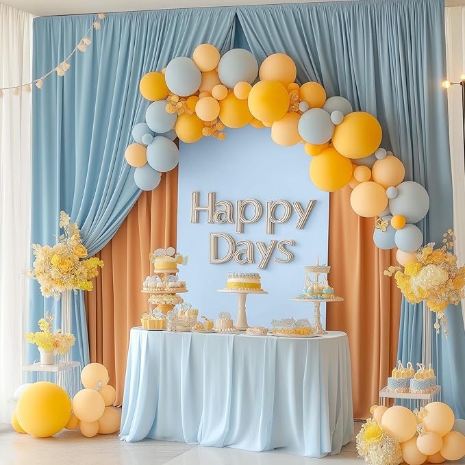 Metal Arch Backdrop Stand and Cover Set, 8FT, 6.6FT Party Backdrop, Easy to Assemble, Backdrop Stand for Parties, Birthday, Baby Shower