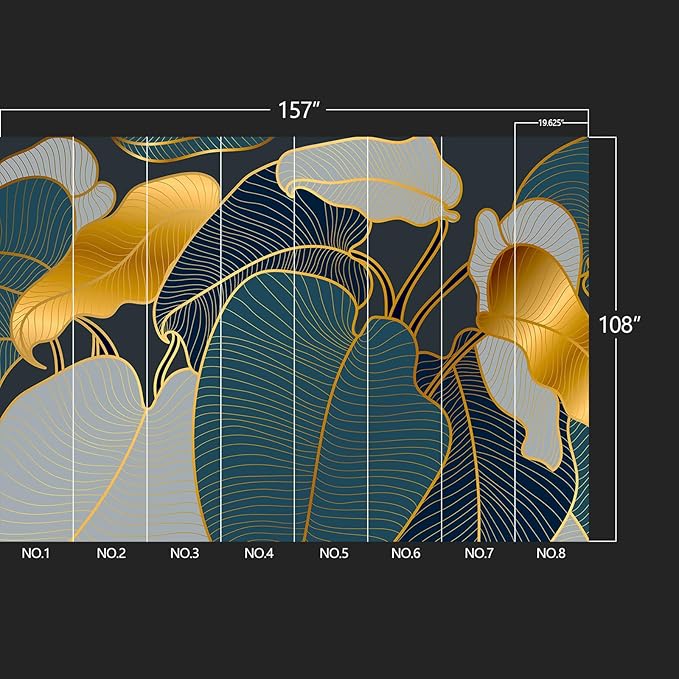 WXHFM - golden leaf wall murals Peel and Stick modern Wallpaper for Bedroom Living Room - 108"x157"