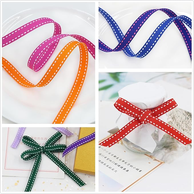 3/8" White Jump Point Grosgrain Ribbons, Perfect for Gift Wrapping Crafts Party Wedding Birthday Decoratio, DIY Crafts Bow Hair Headband Accessories Assorted Ribbon 40yd(20x2yd)