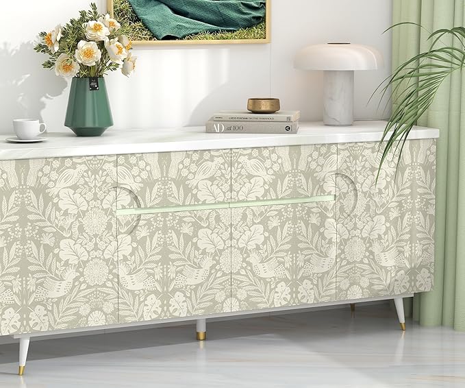 Boho Wallpaper Peel and Stick Wallpaper Vintage Leaf Contact Paper Self Adhesive Wall Paper Removable 17.3" X 197"Beige Art Decoration Floral Wallpapers for Bedroom Home Kitchen Cabinets Vinyl
