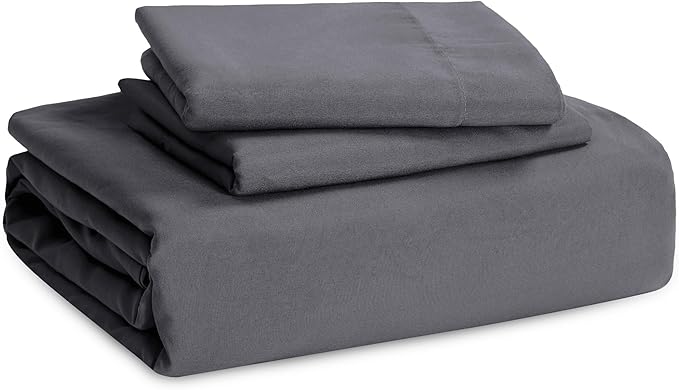 Bedsure Duvet Cover King Size with Fitted Sheet - 4 Pieces Prewashed Cotton-Like Extra Soft Bedding Set, Includes 1 Duvet Cover 104x90 Inches, 2 Pillow Shams, 1 Fitted Sheet, Dark Grey