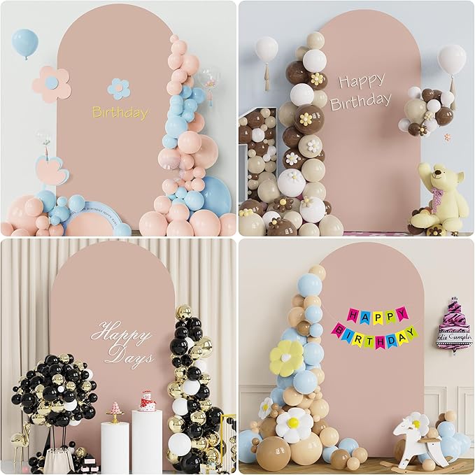 Wokceer 7.2FT Wedding Arch Cover Spandex Fitted Wedding Arch Stand Covers Round Top Chiara Arch Backdrop Cover for Birthday Party Ceremony Banquet Decoration Nude