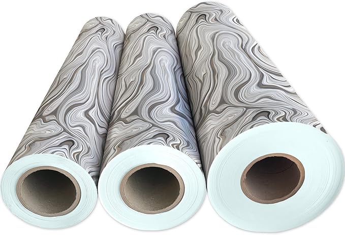 Jillson Roberts Bulk Gift Wrap, Everyday Gift Wrapping Supplies, Marbelized Silver, Full Ream 833 feet x 24 inches