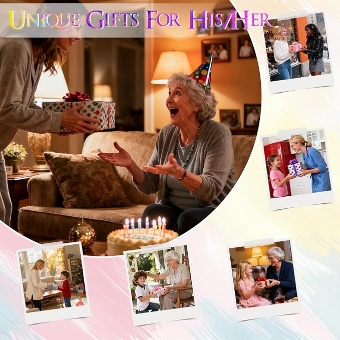 DIY Flower Bouquet Handprint Craft Kit for Grandma, Unique Gifts for Grandma, Birthday Gifts for Mom Grandma Nana Mimi, Thanksgiving (12" x 16", 2 Art Papers, Wood Frame)