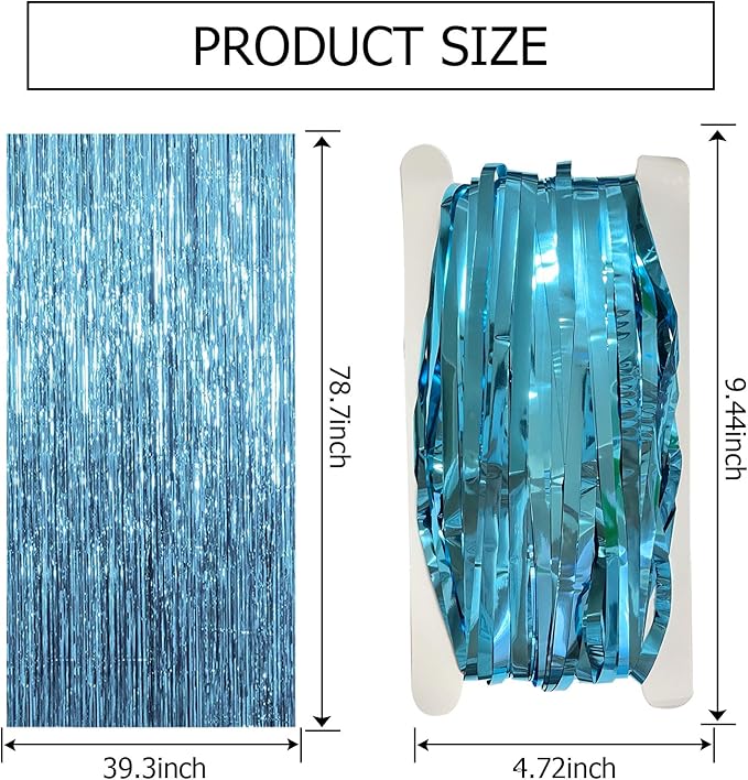 3 Pack Blue Backdrop Party Streamers Ocean Themed Decor Birthday Party Decorations Foil Fringe Backdrop Curtain Graduation Baby Shower Bachelorette Winter Holiday Party Decorations Supplies