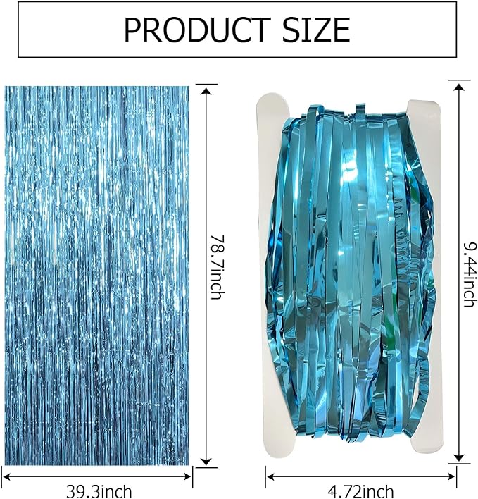 10 Pack Blue Backdrop Curtain Tinsel Streamers Ocean Themed Decor Birthday Party Decorations Foil Fringe Backdrop Graduation Baby Shower Bachelorette Winter Party Decorations Supplies