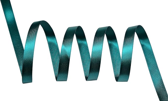 YAMA Teal Double Faced Satin Ribbon 3/8 Inch 25 Yards Teal Fabric Ribbon for Gift Wrapping Crafts Hair Bows Wedding Party Decoration