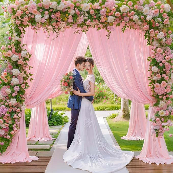 Pink Backdrop Curtains-Wrinkle-Free Polyester Photography Drapes Party Curtain Background for Baby Shower Wedding Decorations- 8 X10FT (Pink)