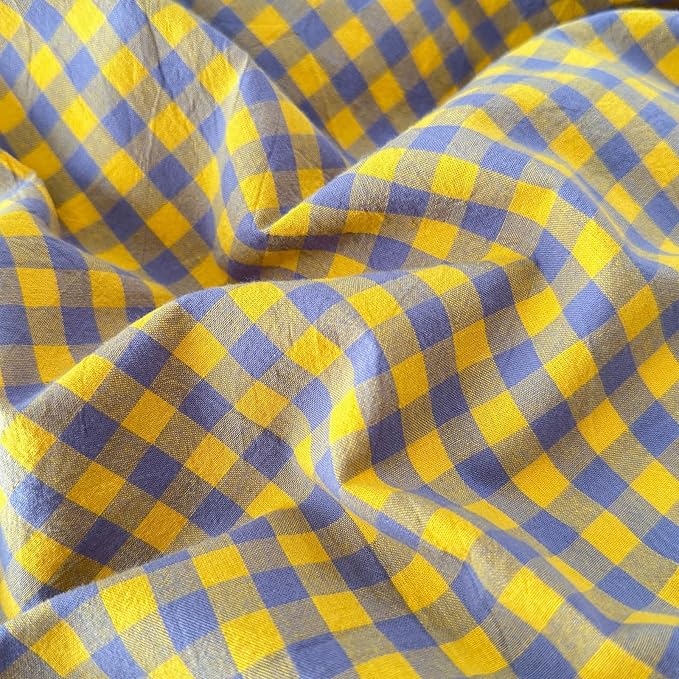 LifeTB Gingham Comforter Set Twin XL Modern Style Purple Yellow Plaid Comforter Set 3 Pieces Soft Fluffy Grid Checkered Pattern Comforter with 2 Pillowcases Farmhouse Gingham Bedding Set Twin XL