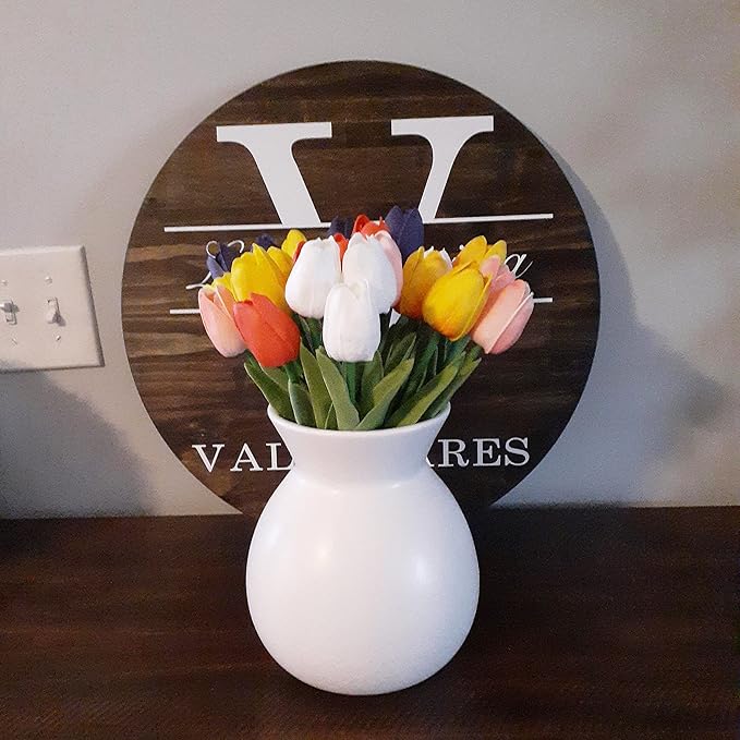 24pcs Multicolor Artificial Tulips Flowers Fake Faux PU Tulip Bouquet Real Touch Flower Arrangement for Home Decoration Excellent Gift Idea for Mothers Day(Multi)