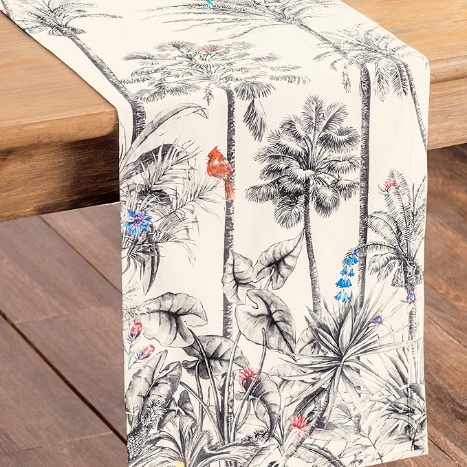 Maison d' Hermine Table Runner 100% Cotton Single Layer Table Runners 72 inches Long for Thanksgiving Christmas Decorations Home Kitchen Dining Party Wedding (Amazonia, 14.5" x 72")