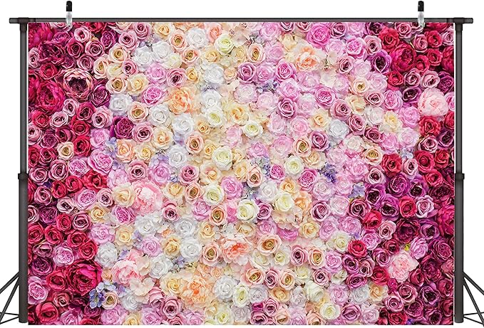Rose Flower Wall Backdrop 12X10 ft Large Floral Photography Background for Indoor Outdoor Wedding Party Bridal Shower Baby Shower Engagement Shoot Photo Booth Decoration
