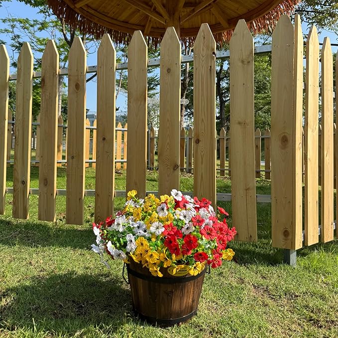 12 Bundles Artificial Flowers for Outdoor,UV Resistant Fake Flowers,Faux Plants for Outside Hanging Planters,Artificial Plants for Indoor Porch Garden Home Wedding Decor(Yellow,Red,White)