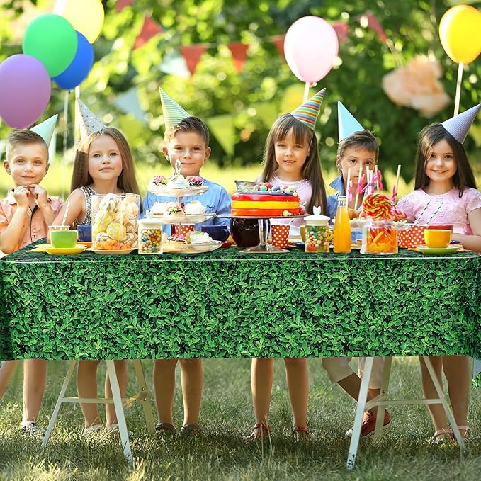 54 x 108 Inches Jumbo Green Leaves Photography Leaf Backdrop 3D Waterproof Tree Leaves Background Photo Booth Prop Green Leaf Tablecloths for Baby Shower Birthday Party Decoration (6 Pieces)