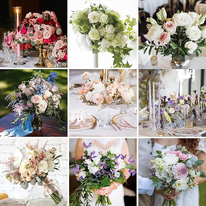 Artificial Flowers, Personalized Custom 100pcs Artificial Rose Colors for Centerpieces Arrangements, Foam Flowers with Stem for Bridal Shower Party Home Decor